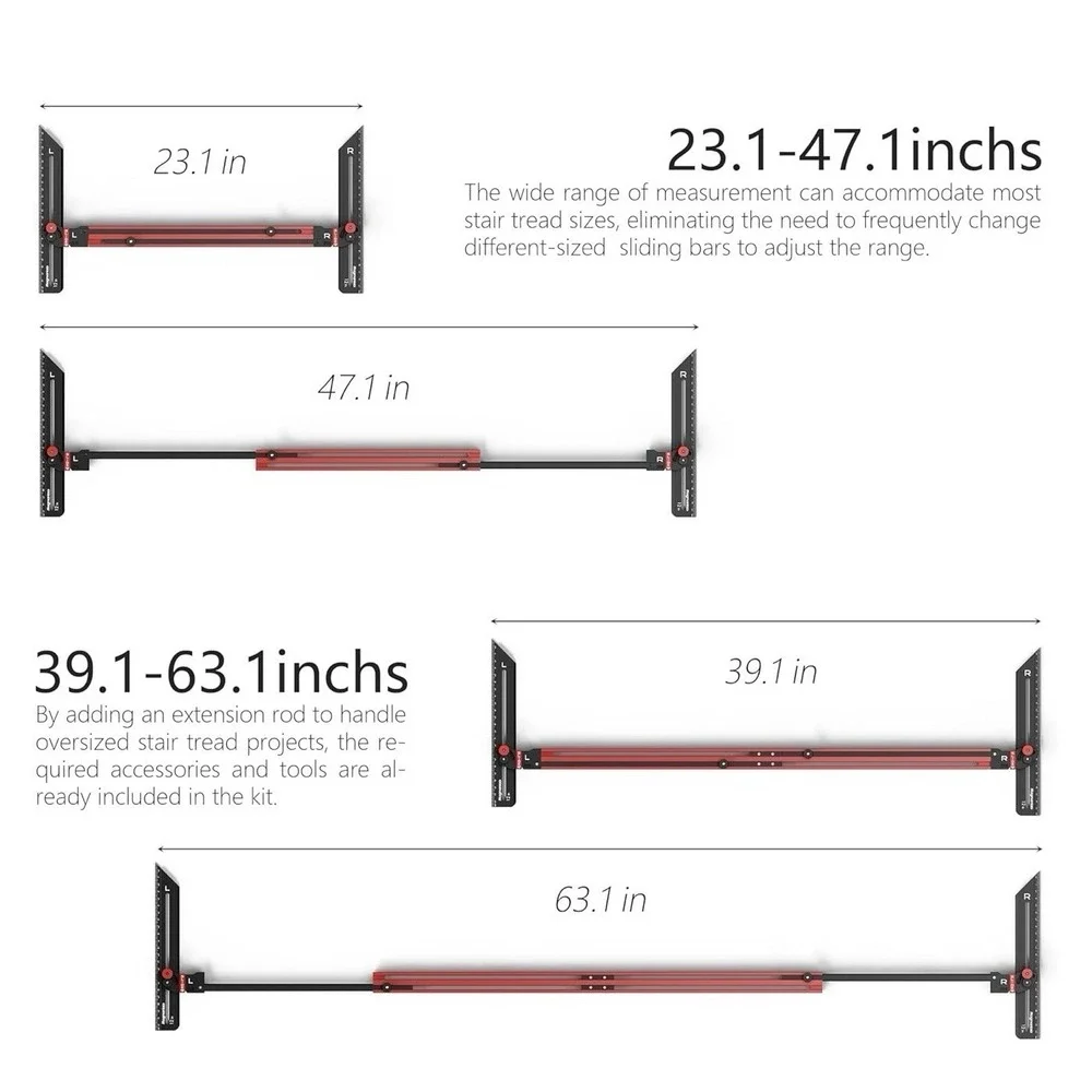 Stair Tread Gauge Tool Dual Nut‎ Adjustable Jig Red Black
